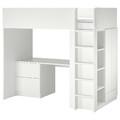 SMÅSTAD Loft bed, white white/with desk with 3 drawers, 90x200 cm