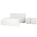 MALM Bedroom furniture, set of 3, white, 140x200 cm