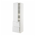 METOD / MAXIMERA Hi cab w shlvs/4 drawers/dr/2 frnts, white/Stensund white, 60x60x220 cm