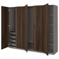 PAX / STORKLINTA Wardrobe combination, dark grey/dark brown stained oak effect, 250x60x201 cm