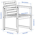 NÄMMARÖ Table+4 chairs w armrests, outdoor, light brown stained, 140 cm