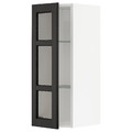 METOD Wall cabinet w shelves/glass door, white/Lerhyttan black stained, 30x80 cm