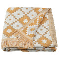 SVARTFRYLE Throw, dark yellow/light grey, 130x170 cm