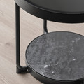 FRÖTORP Side table, anthracite marble effect/black glass, 48 cm