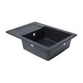 Granite Kitchen Sink Burnell 1 Bowl with Half Drainer, black