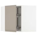 METOD Corner wall cabinet with carousel, white/Upplöv matt dark beige, 68x60 cm