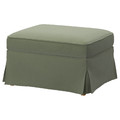 EKTORP Footstool with storage, Hakebo grey-green