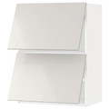 METOD Wall cabinet horizontal w 2 doors, white/Ringhult light grey, 60x80 cm