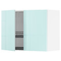 METOD Wall cabinet w dish drainer/2 doors, white Järsta/high-gloss light turquoise, 80x60 cm