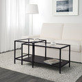 VITTSJÖ Nesting tables, set of 2, black-brown, glass, 90x50 cm