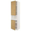 METOD High cab f micro w 2 doors/shelves, white/Voxtorp oak effect, 60x60x240 cm