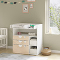 SMÅSTAD Changing table, white birch/with 3 drawers, 90x79x100 cm