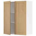 METOD Wall cabinet with shelves/2 doors, white/Forsbacka oak, 80x100 cm