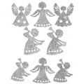 Craft Christmas Self-Adhesive Decoration Set Angel 8pcs, silver