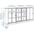 TONSTAD Storage combination w sliding doors, oak veneer/clear glass, 284x37x120 cm