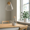 AKTERGAST Pendant lamp, glass/solid birch, 30 cm