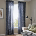 TRYSTÄVMAL Curtains, 1 pair, dark blue/white, 145x300 cm