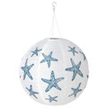 SOLVINDEN LED solar-powered pendant lamp, outdoor globe/blue star, 45 cm