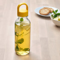 FORMSKÖN Water bottle, clear glass/yellow, 0.5 l