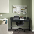 RIDSPÖ / FJÄLLBERGET Desk and chair, anthracite black stained ash veneer/dark grey