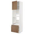 METOD / MAXIMERA Hi cab f ov/combi ov w dr/2 drwrs, white/Tistorp brown walnut effect, 60x60x220 cm