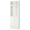 BILLY Bookcase w hght ext ut/pnl/glss drs, white, 80x30x237 cm