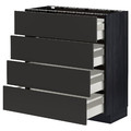 METOD / MAXIMERA Base cab 4 frnts/4 drawers, black/Nickebo matt anthracite, 80x37 cm