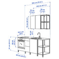 ENHET Kitchen, anthracite, grey frame, 203x63.5x222 cm