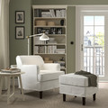 ROCKSJÖN Armchair with footstool, Blekinge white