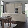 METOD High cabinet for fridge/freezer, white/Upplöv matt dark beige, 60x60x140 cm