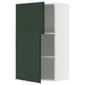 METOD Wall cabinet with shelves/2 doors, white/Havstorp deep green, 60x100 cm