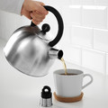 VATTENTÄT Kettle, stainless steel, black, 2 l