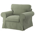 EKTORP Armchair and footstool, Hakebo grey-green