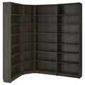 BILLY Bookcase corner comb w ext units, dark brown oak effect, 215/135x28x237 cm