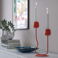 SILVERPÄRON Candlestick/tealight holder , bright red, 29 cm