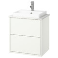 HAVBÄCK / ORRSJÖN Wash-stnd w drawers/wash-basin/tap, white/white marble effect, 62x49x71 cm