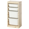 TROFAST Storage combination with boxes, light white stained pine/white, 44x30x91 cm