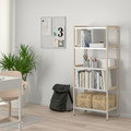 EKENABBEN Open shelving unit, aspen/white, 70x34x154 cm