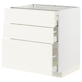METOD / MAXIMERA Base cabinet with 3 drawers, white/Vallstena white, 80x60 cm
