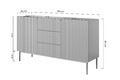 Cabinet with 2 Doors & 3 Drawers Nicole 150 cm, matt white/black legs