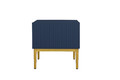 Nightstand Bedside Table Nicole Set of 2, gold legs, dark blue