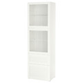 BESTÅ Storage combination w/glass doors, white, Hanviken white, clear glass, 60x42x192 cm