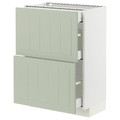 METOD / MAXIMERA Base cab with 2 fronts/3 drawers, white/Stensund light green, 60x37 cm