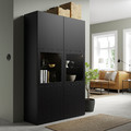 BESTÅ Storage combination w/glass doors, Lappviken, Sindvik black-brown, clear glass, 120x40x192 cm