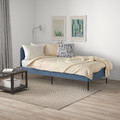 BLÅKULLEN Uph bed frame with corner headboard, Knisa medium blue, 90x200 cm