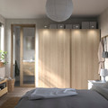 HASVIK Pair of sliding doors, white stained oak effect, 200x201 cm