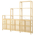 IVAR Shelving unit with doors, pine, 259x30x226 cm