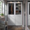 PAX / GRIMO Wardrobe combination, white/clear glass white, 150x66x236 cm