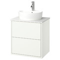 HAVBÄCK / TÖRNVIKEN Wash-stnd w drawers/wash-basin/tap, white/white marble effect, 62x49x79 cm