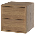 EKET Wall cabinet with 2 drawers, walnut effect, 35x35x35 cm